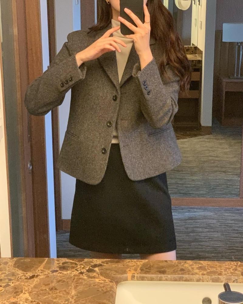 버베인 울 보카시 클래식 숏 카라 싱글 자켓 (2color)