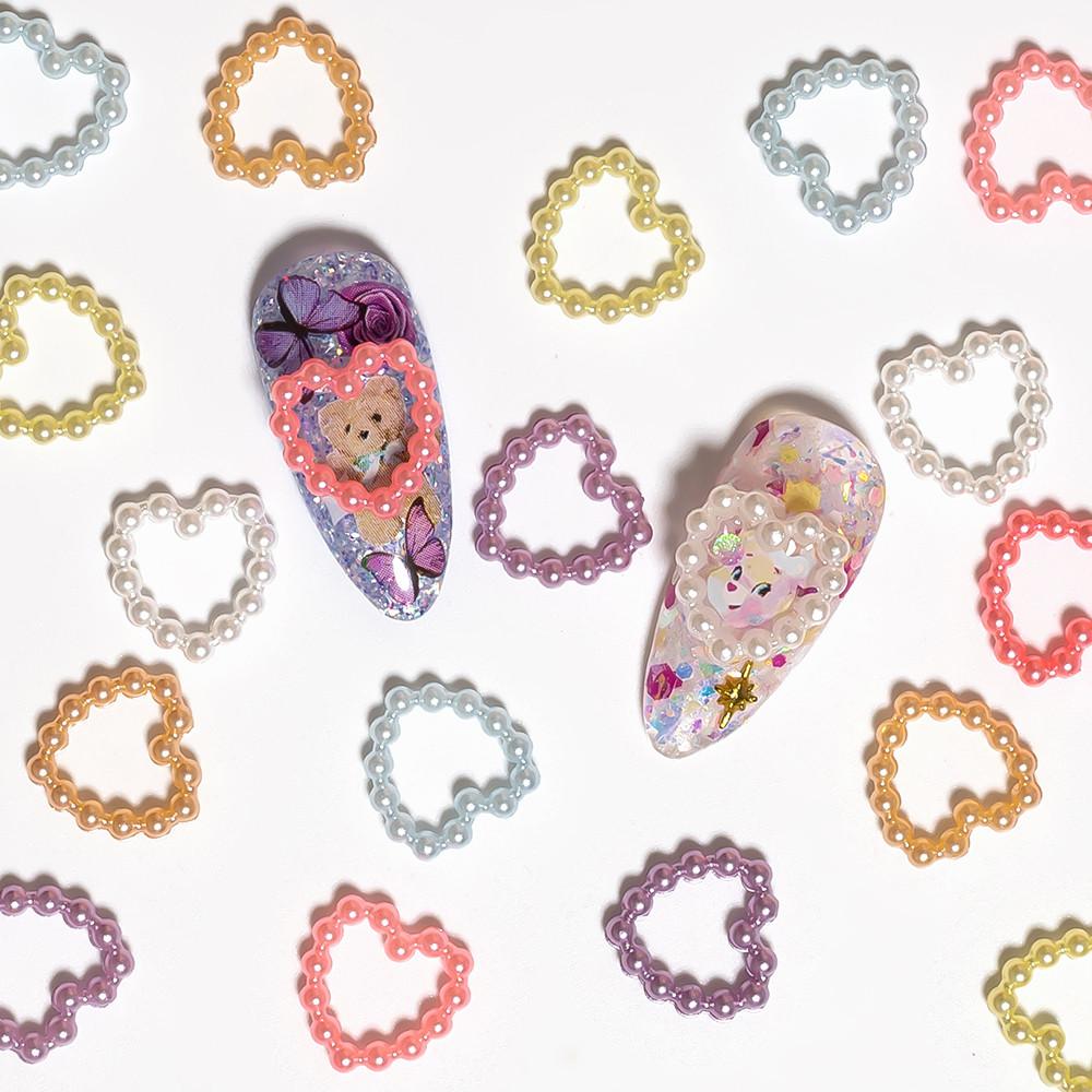 진주 하트 네일파츠 (5개) 하트링