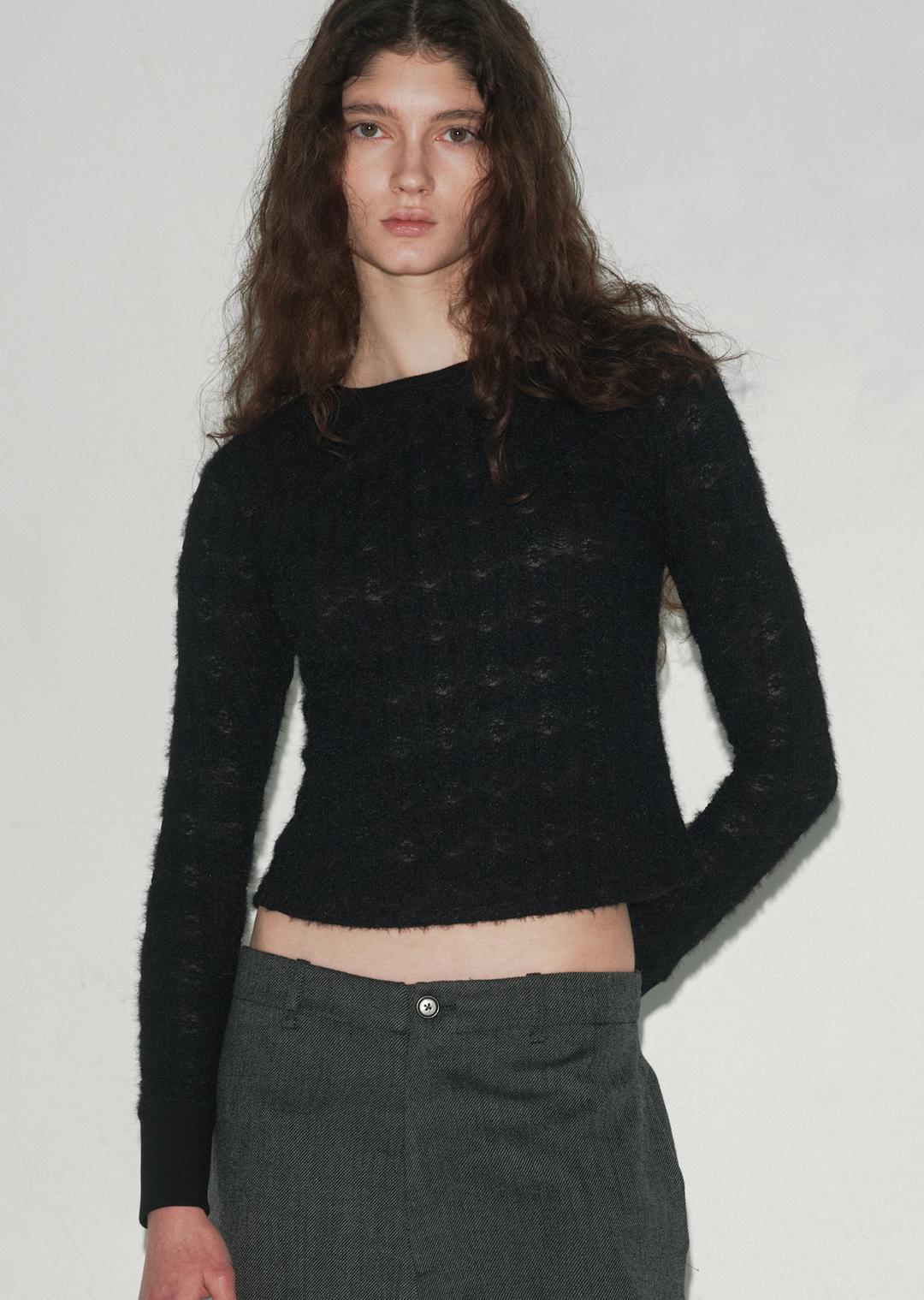 SHEER LACE T-SHIRT BLACK