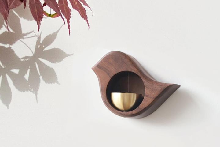 원목 도어벨 풍경 현관종 문종 월넛 문벨 인테리어 새모양