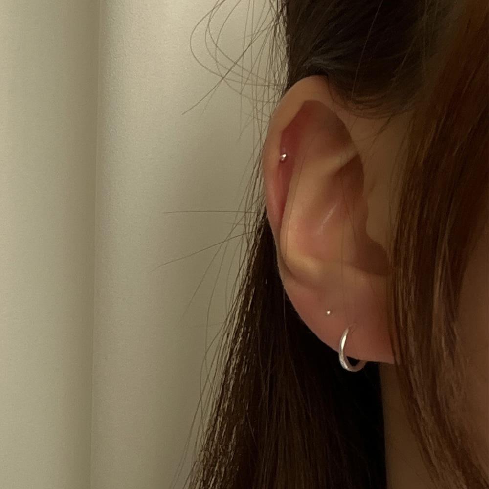 실버 1 / 2mm 초미니 볼 피어싱 8바 6바 동글 아웃컨츠 은 귓바퀴