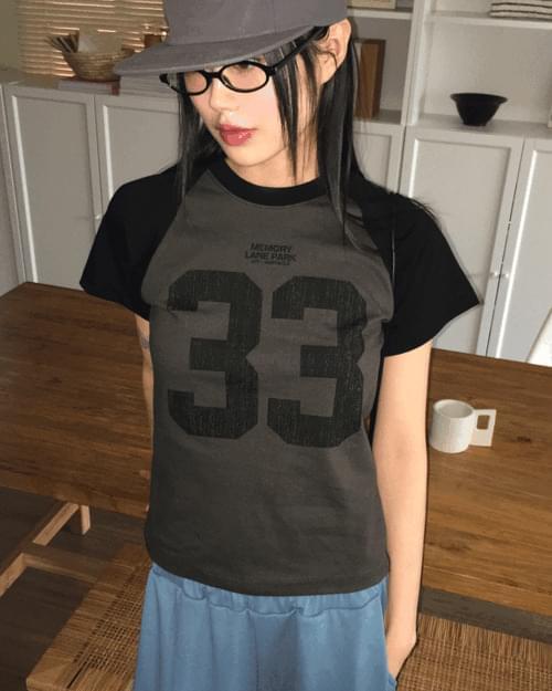Sec Nagrang 33 color combination printed semi-crop short-sleeved T-shirt (Delayed delivery)