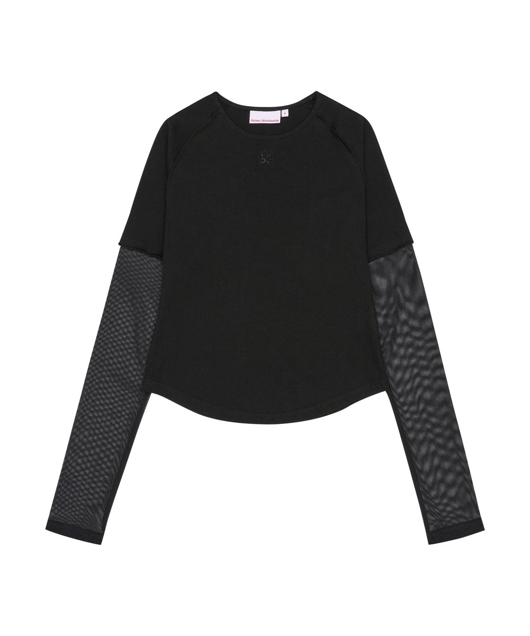 LACE BLOCK LONG SLEEVE TEE BLACK