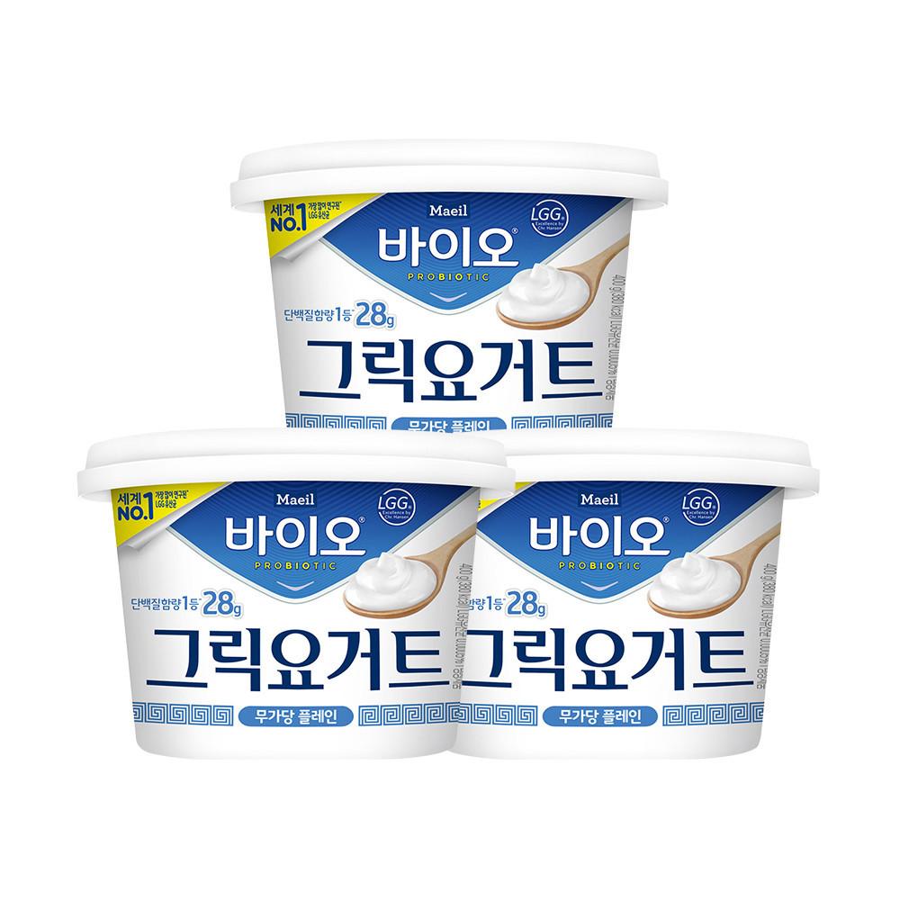 매일바이오 그릭요거트 무가당 플레인 대용량 400g 3개_냉장