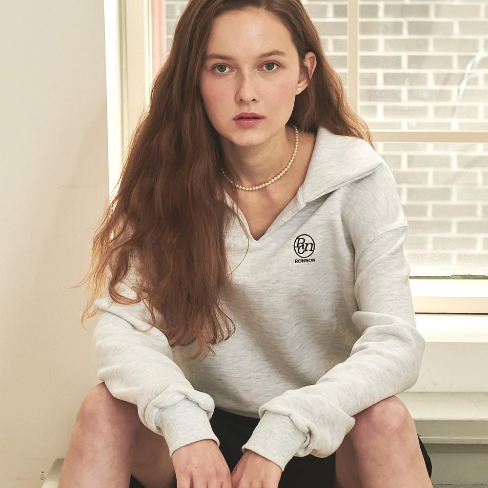 COLLAR SWEATSHIRT WHITE MELANGE