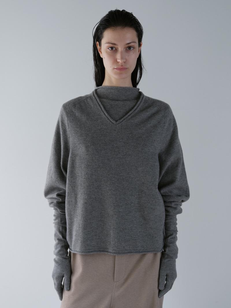 2nd /Serene V-neck Wool Knit (melange grey)