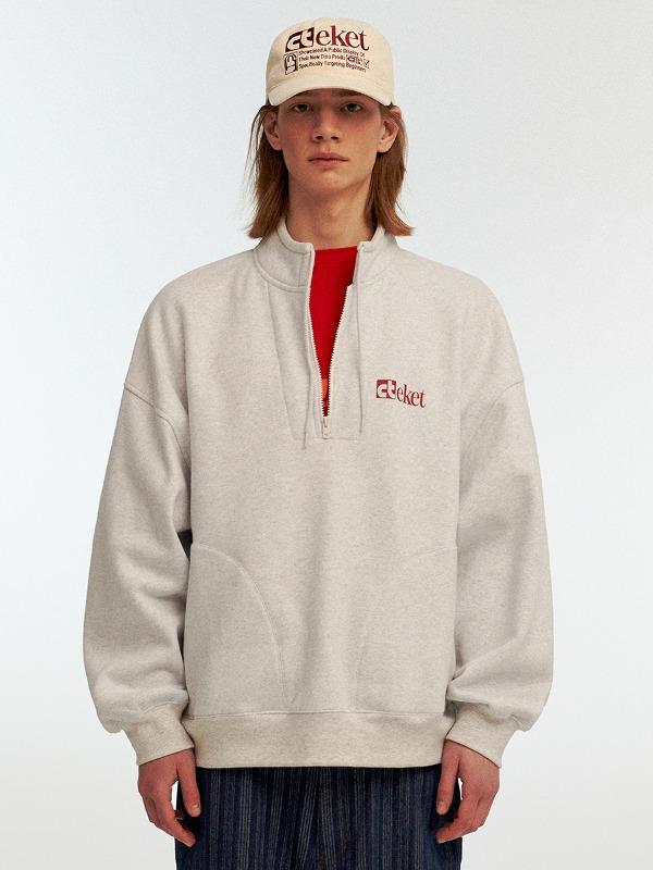 [teket] Plan Half Zip-Up Sweatshirt - Melange Gray