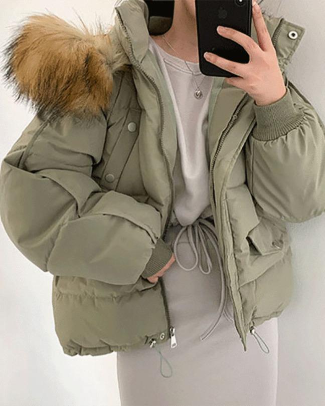 베이델리 이건사야돼 [웰론100%/퀄보장]라쿤 스트링 숏패딩