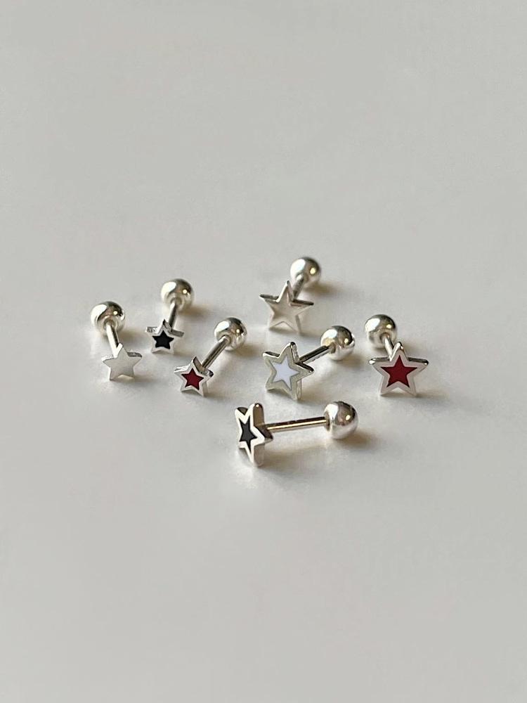 [실버925] 컬러 스타 피어싱 (2size/4color)
