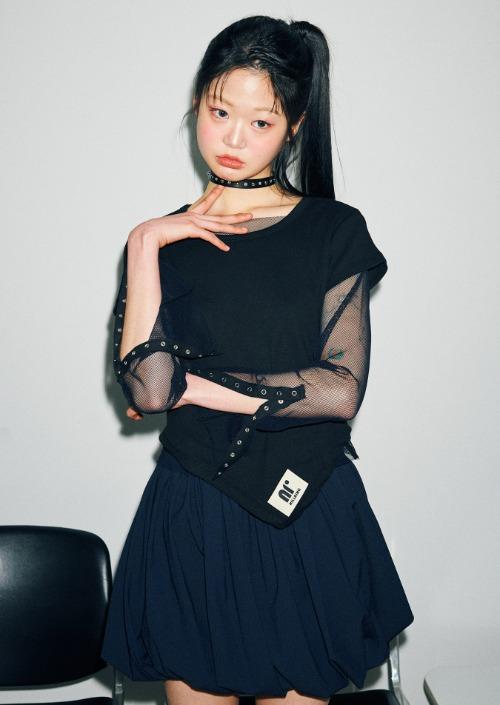 T22.00 Snap Point Mesh Long Sleeve T _ Navy