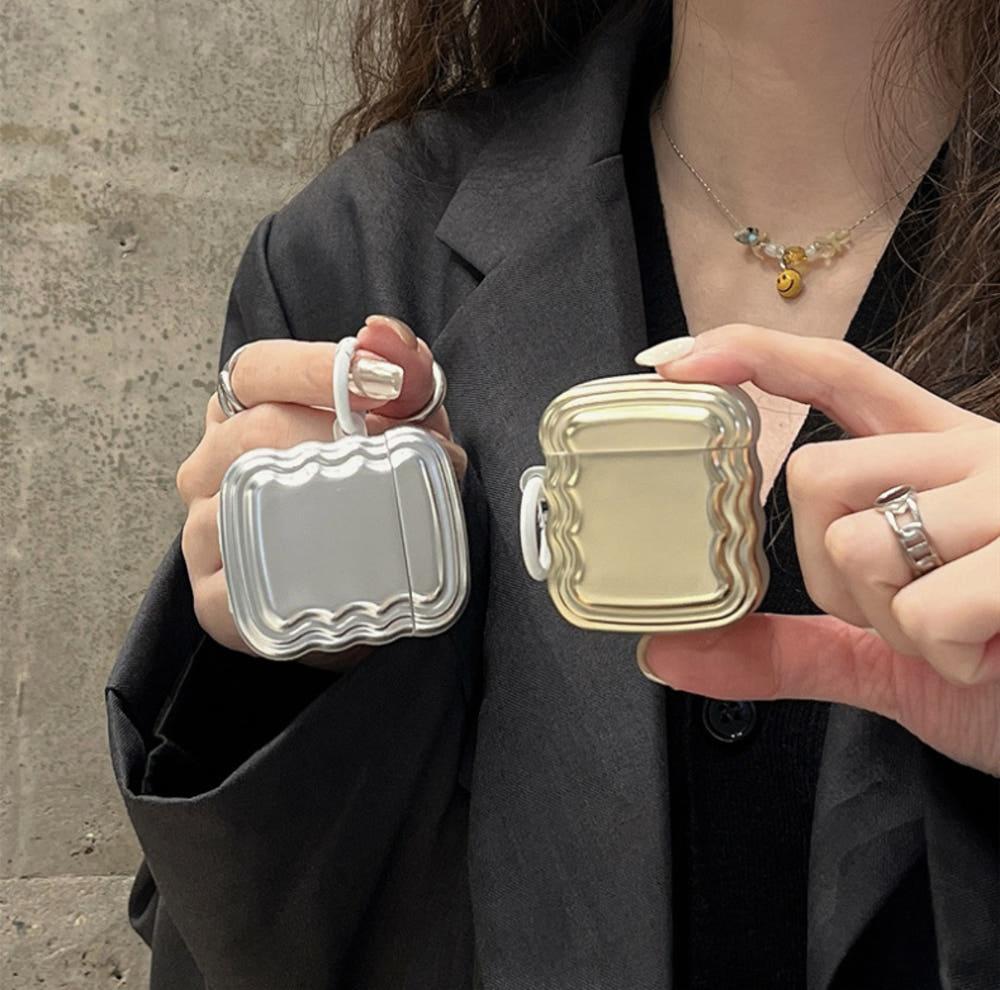 유니크 실버 웨이브 에어팟3세대 TPU 젤리케이스