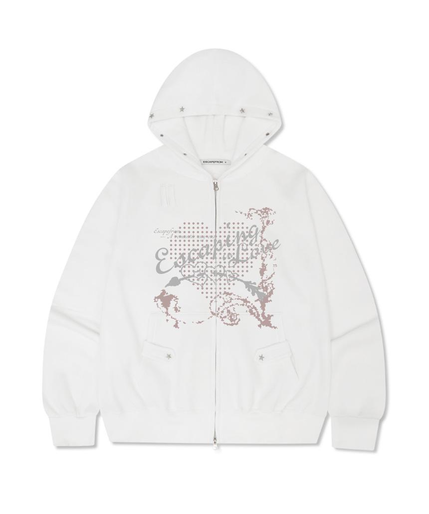 이스케이핑 인 러브 프린트 별 리벳 포인트 기모 투웨이 후드집업 [4color]