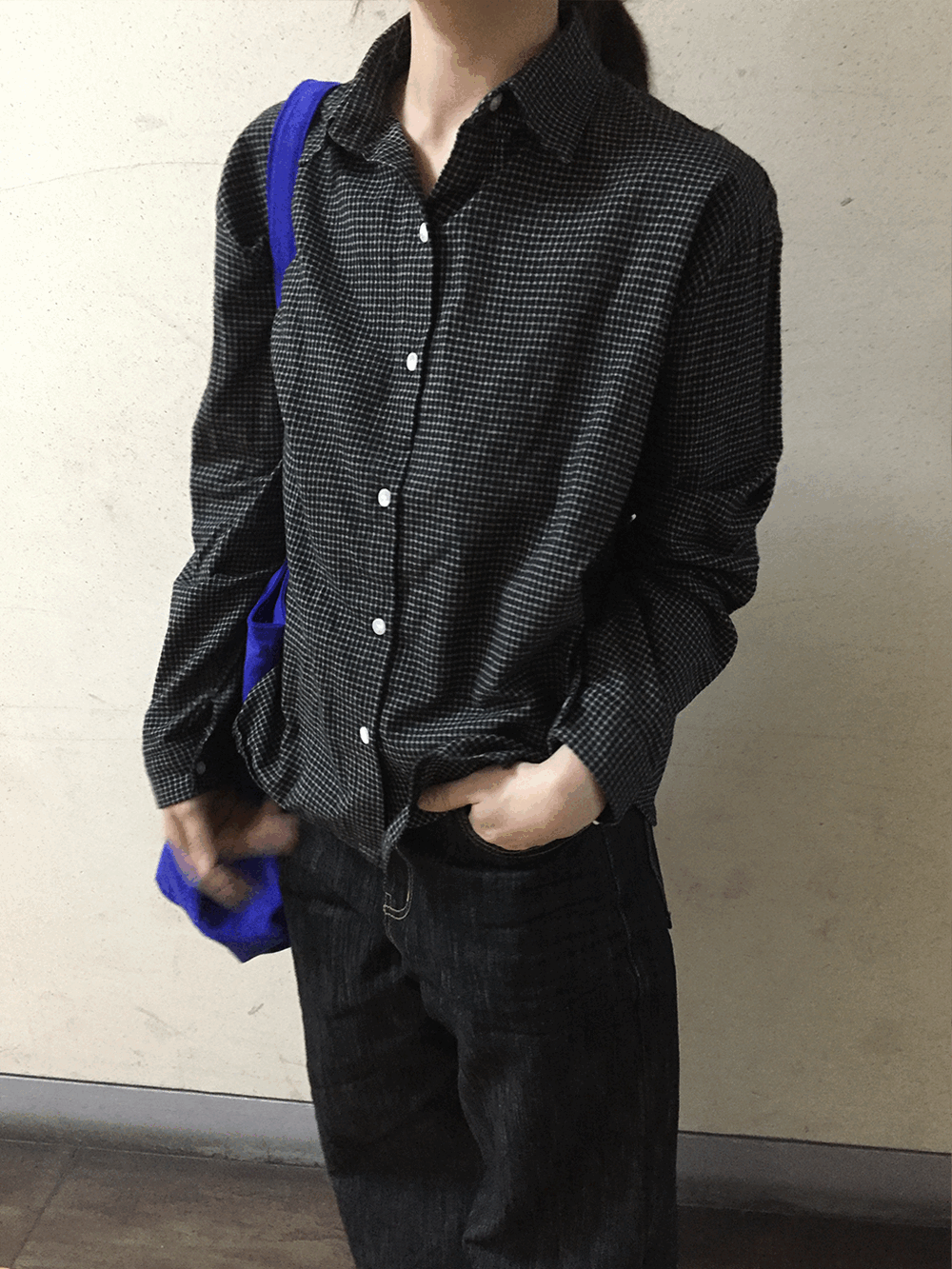 하우유 코버 기모 숏 체크 남방 (2c)