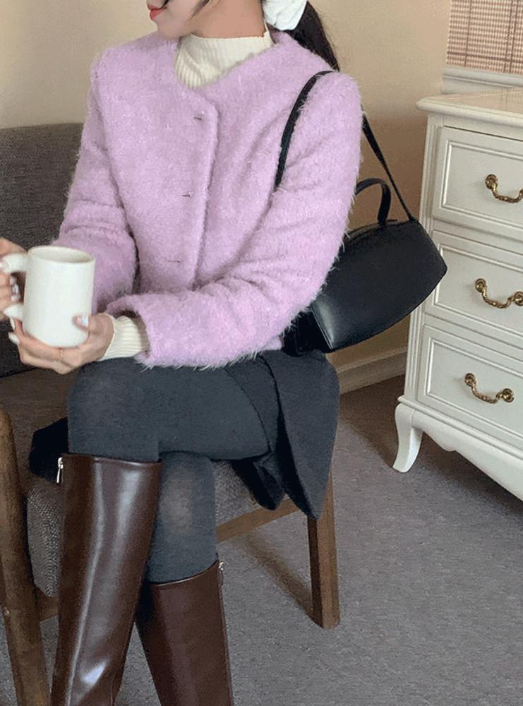 클레어 보송 트위드 누빔 안감 자켓