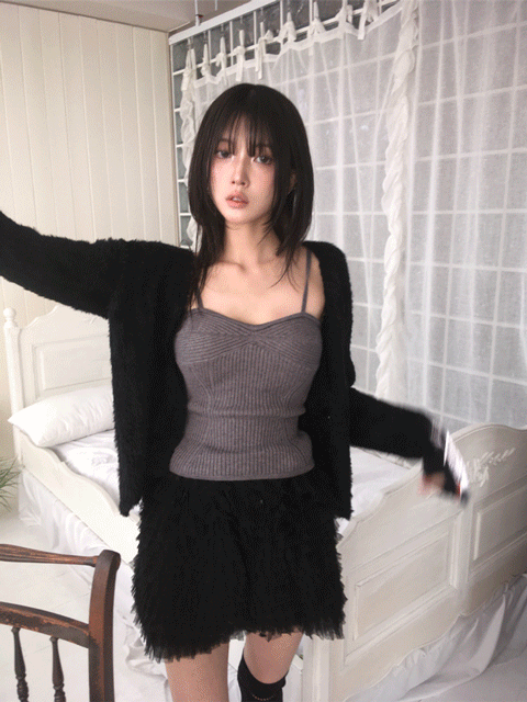 [ 캡내장 ♥️ ] 코르셋 라인 knit sleeveless