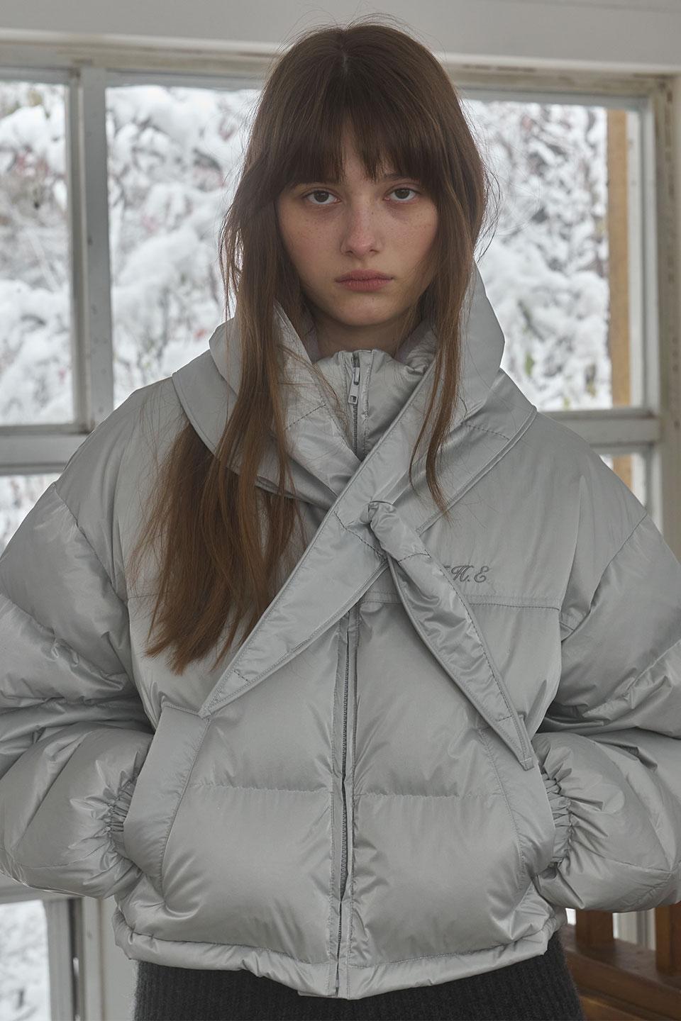 THE Duck Down Crop Padding_silver gray