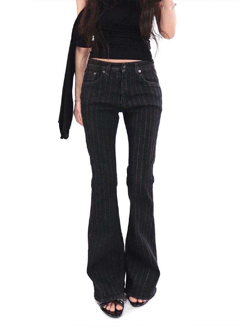 ROB LOW-RISE SLIM FIT ST BLACK BOOTCUT PANTS 롭 로우라이즈 슬림핏 스트 블랙 부츠컷팬츠
