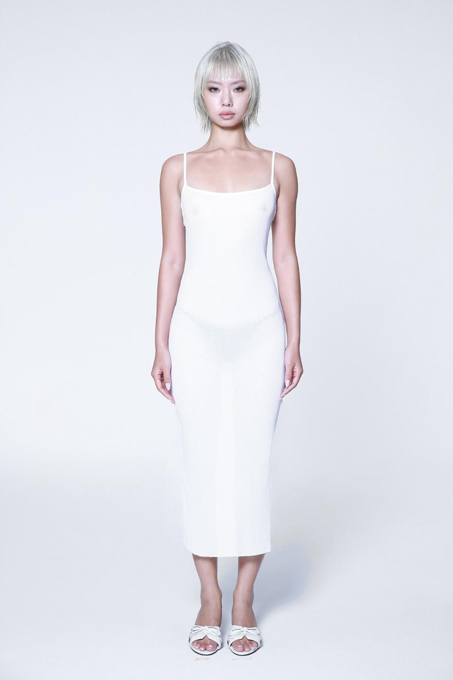 Lana lightweight ribbed dress - white