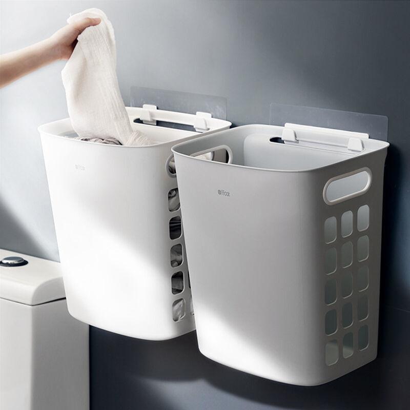 화이트 대용량 빨래바구니 벽걸이 이동식 세탁바구니 분리수거함