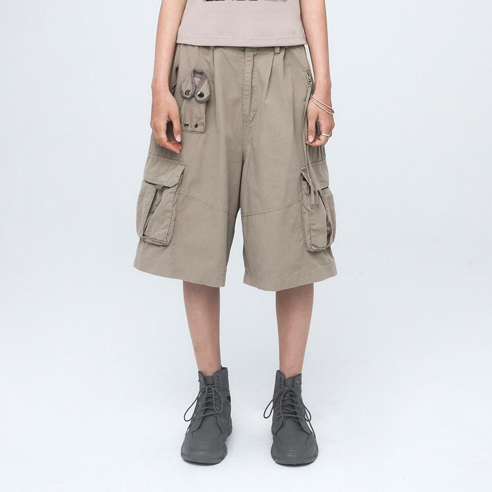 WASHING CARGO HALF PANTS (UNISEX) VINTAGE BEIGE