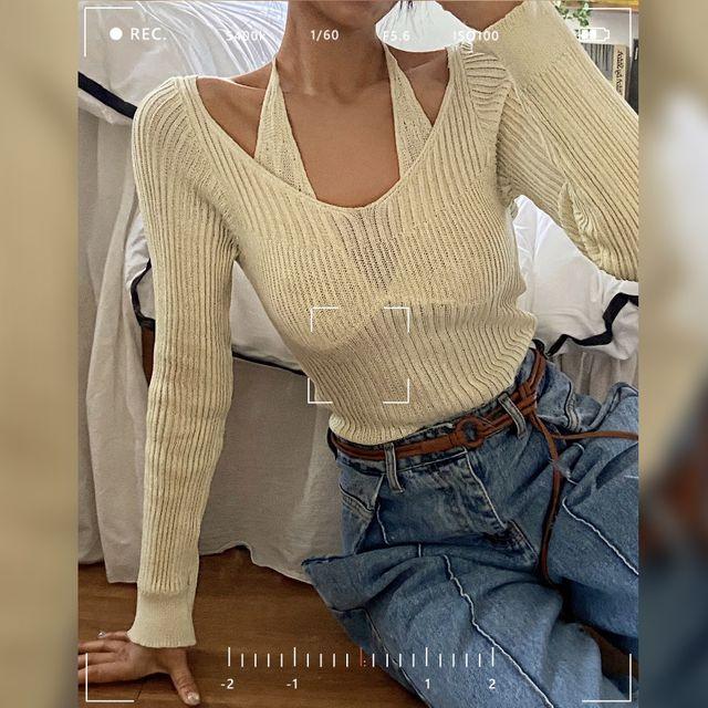 [여름까지OK] 로제 홀터넥 니트