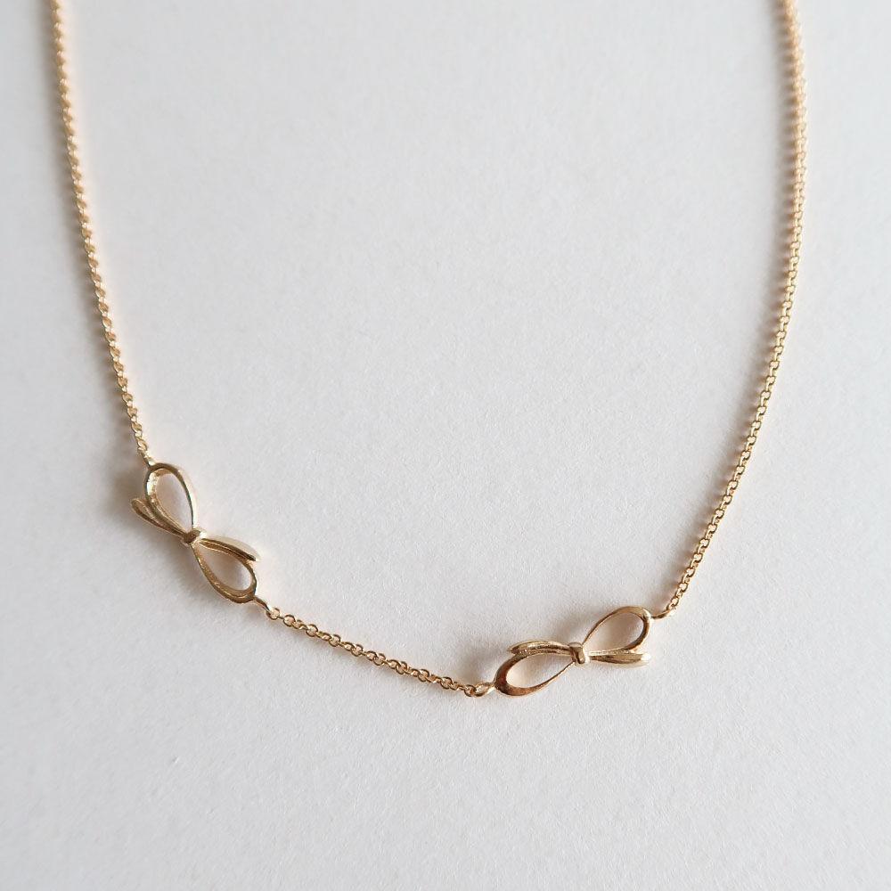Two ribbon necklace [silver/gold]