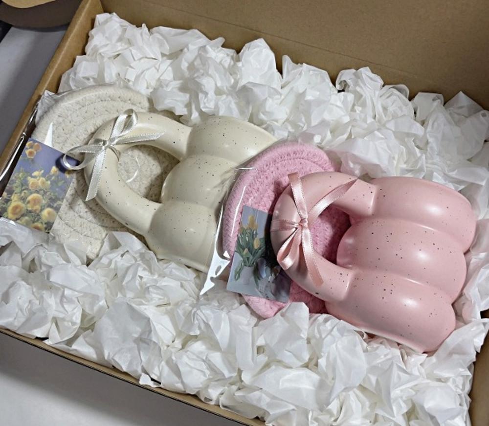 커플세트 뚱뚱이 크림 머그컵 티 코스터 컵받침 선물세트 집들이 결혼선물 돌잔치 답례품