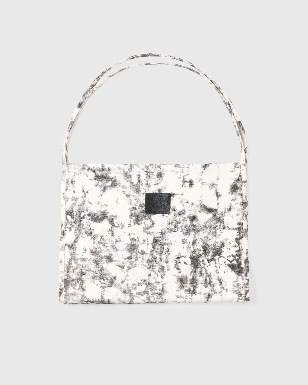 CANVAS MARBLE BAG + POUCH SET_WHITE