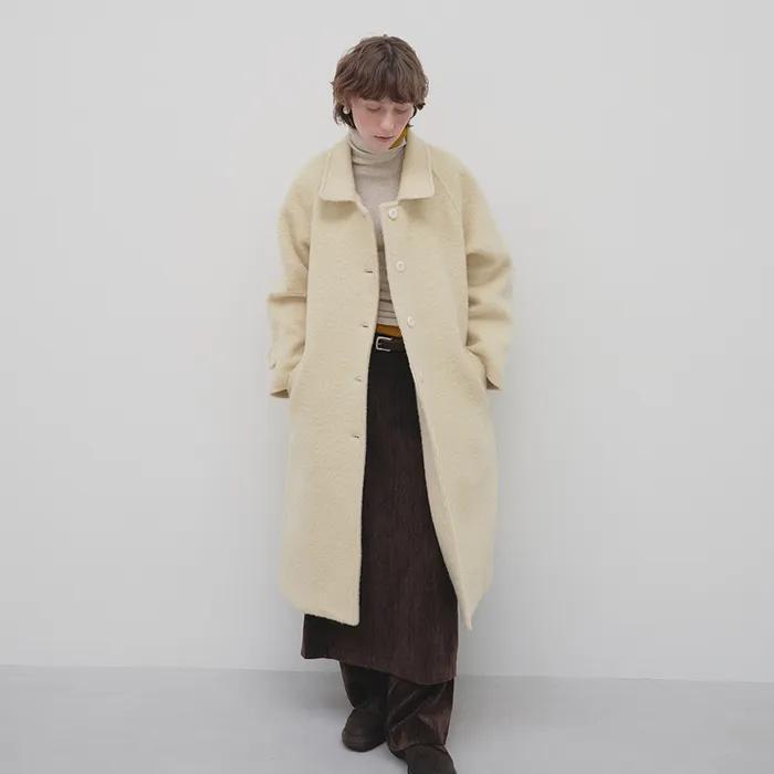 Alpaca wool coat - butter