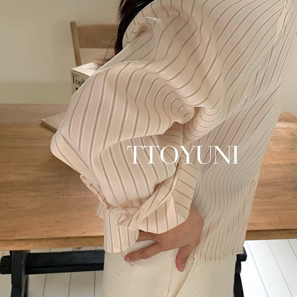 (아이당일) 리에뜨 모리 셔츠 riette (2col) 크롭 스트라이프 가을 떠유니