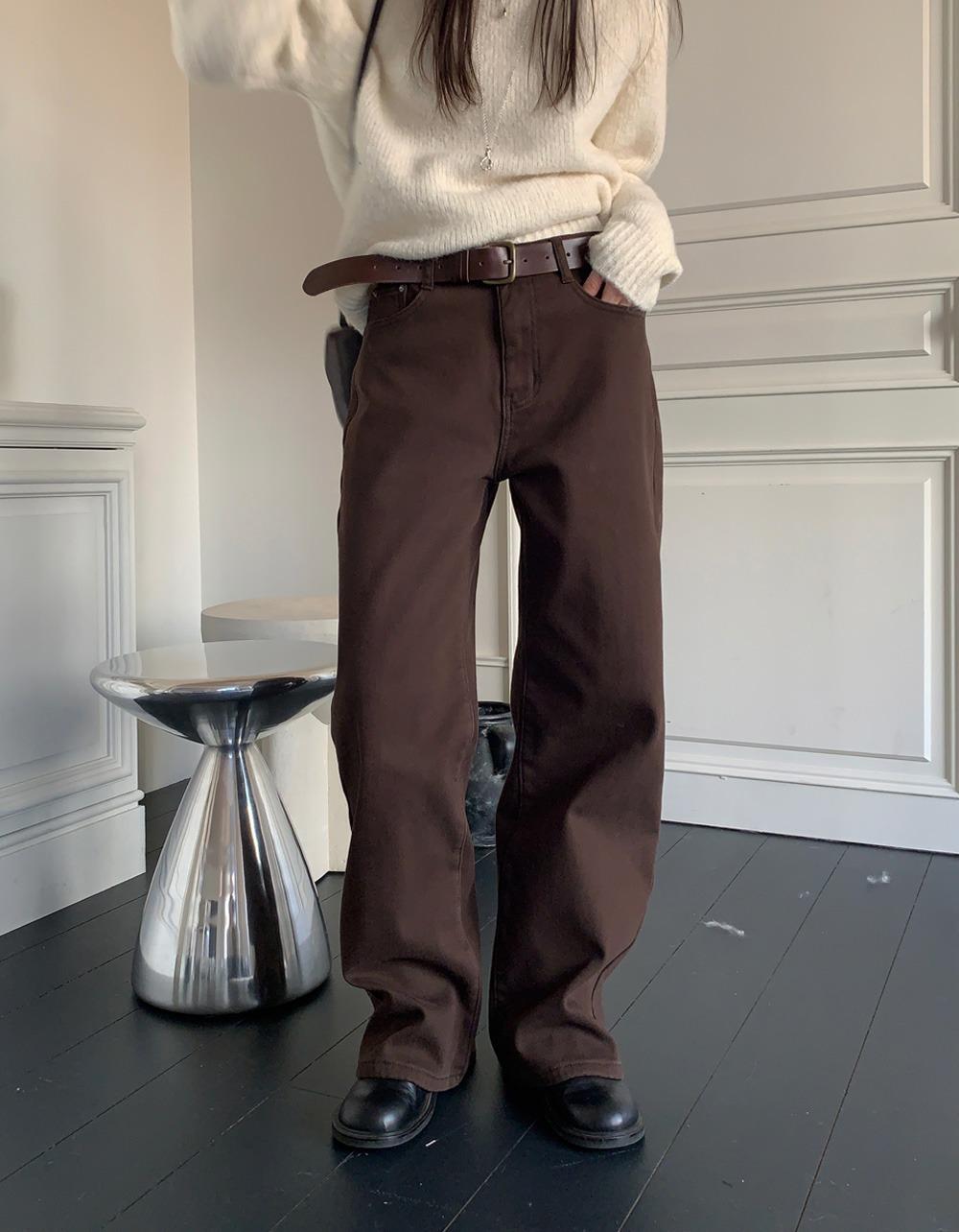 [화이트 LONG/S, 브라운 SHORT/S 당일][basic] 스트레이트 웜 pants