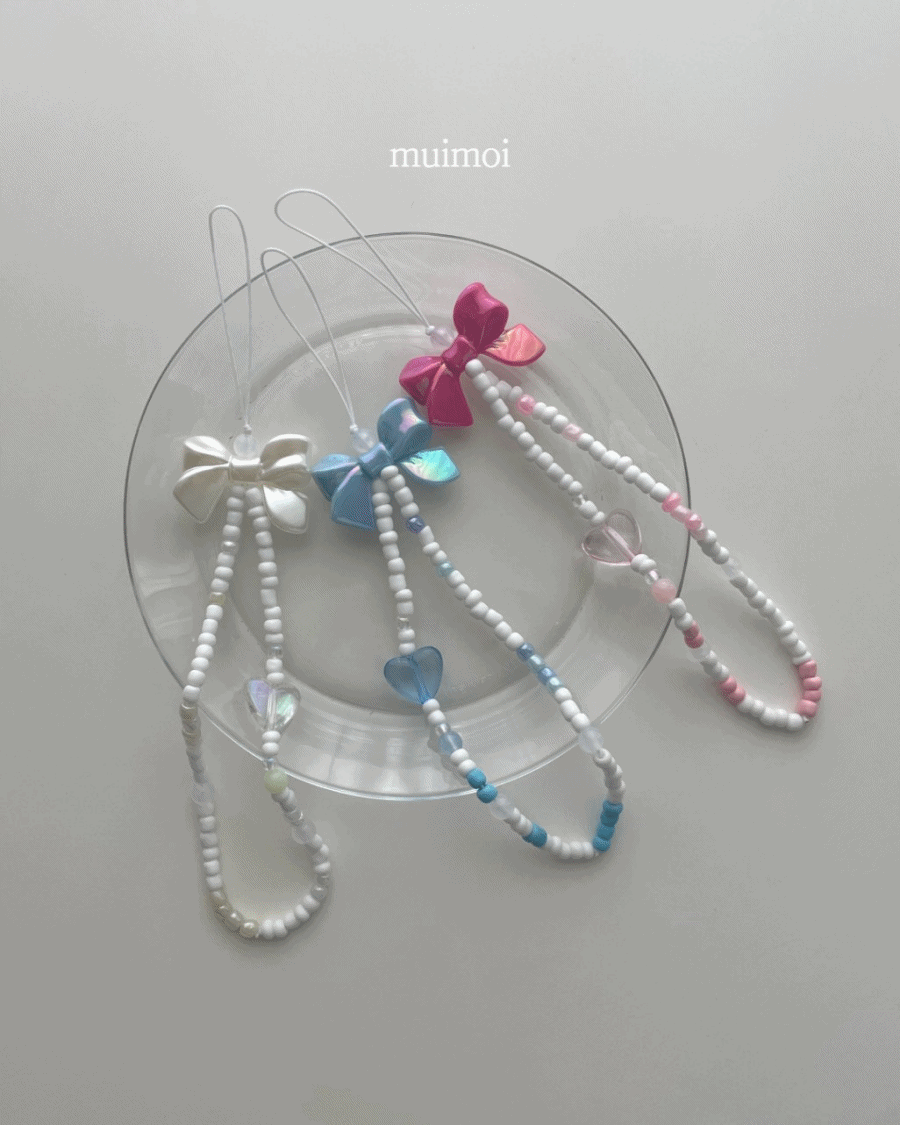 ✨자체제작✨ 무이 리본 하트 하이틴 비즈 핸드폰 줄 스트랩 키링