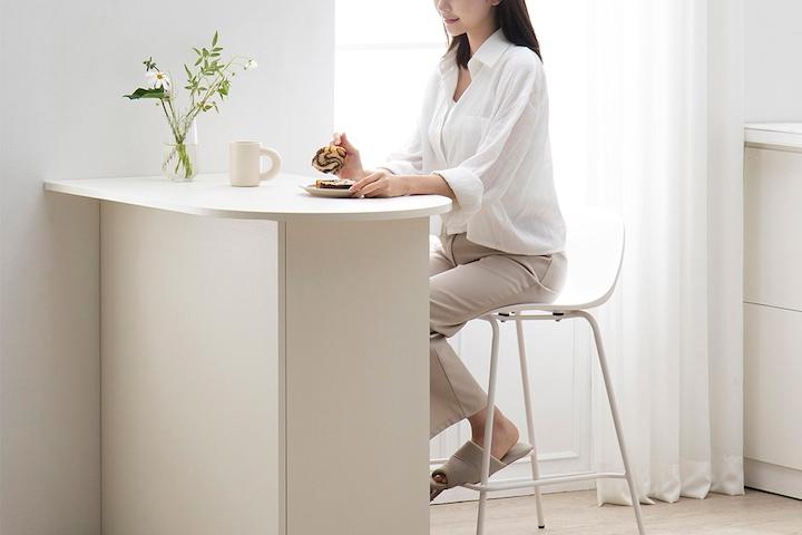 워너비 수납 아일랜드식탁 홈바 조리대 800(반타원상판) 2Colors