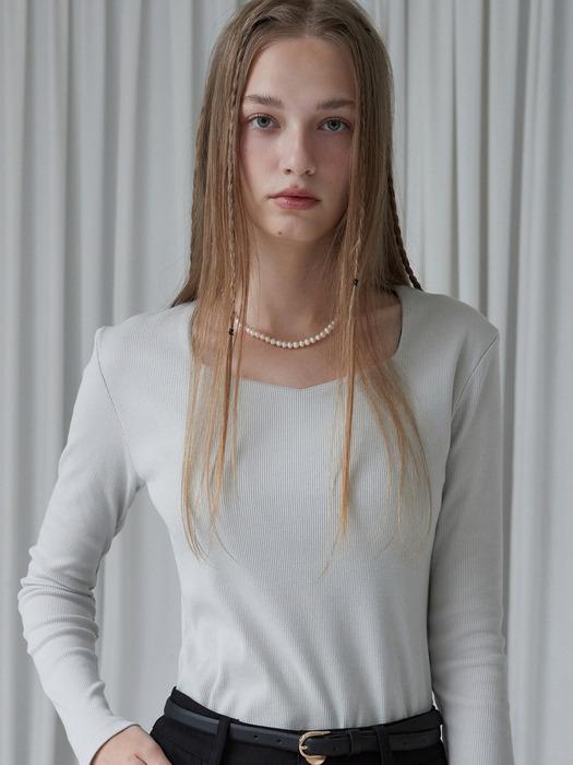 밸런스 골지 슬릿 티셔츠 라이트 그레이 iuw1364