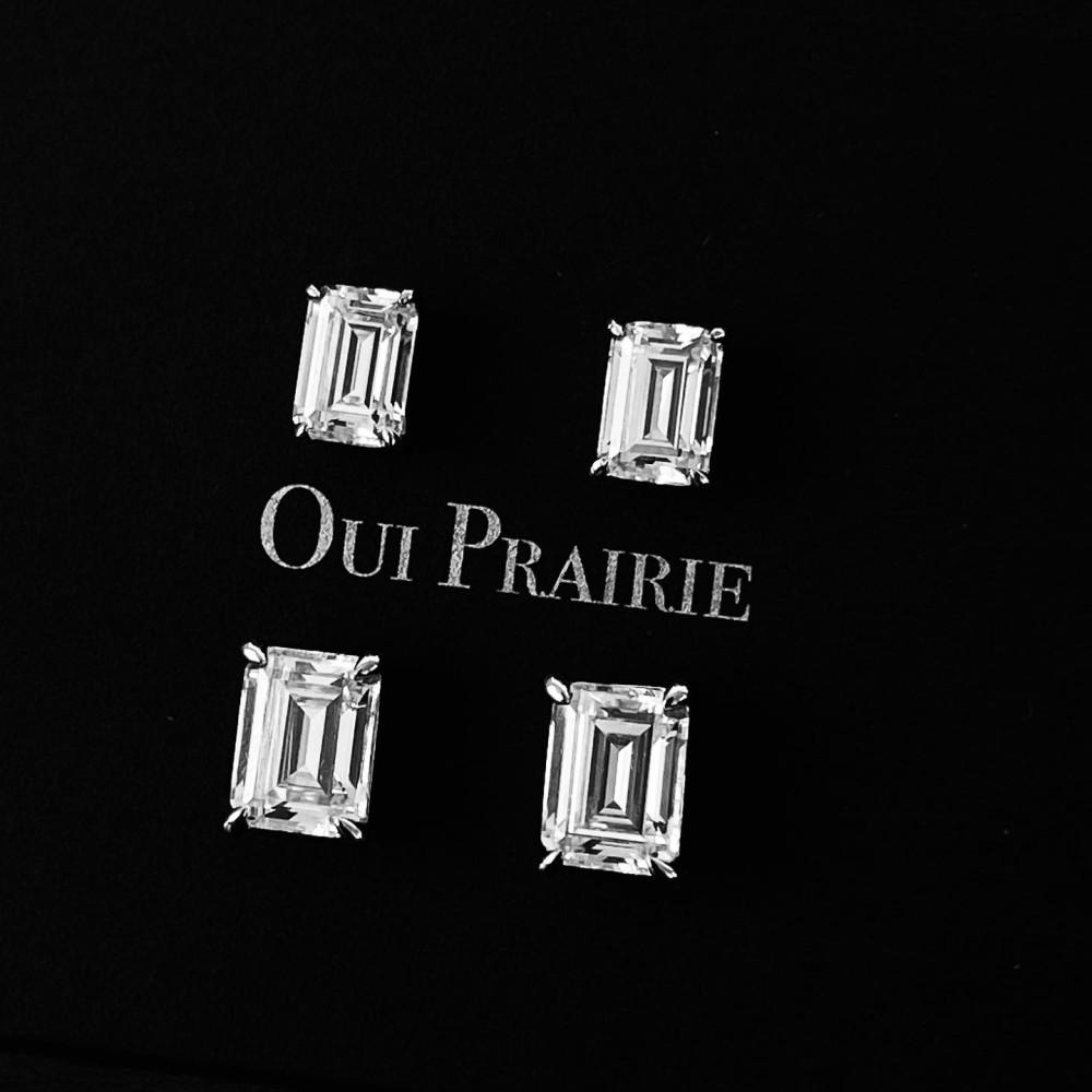 [위프레리] 실버 5A 에메랄드 컷 귀걸이, Silver 5A Emerald Cut Earrings