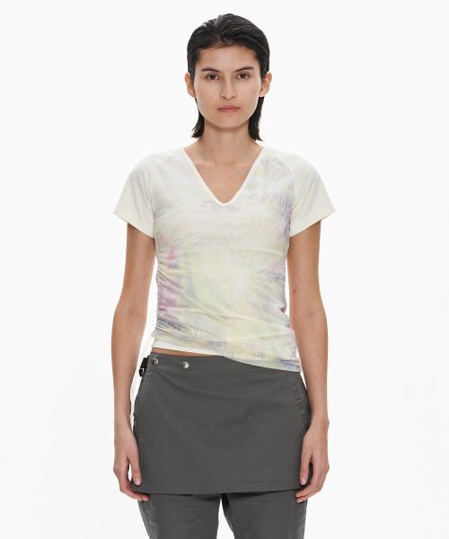 Printed Mesh Top Lemon
