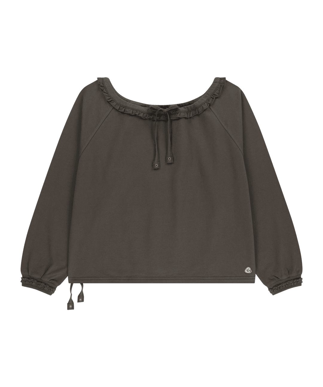 DRAWSTRING LONG SLEEVE CHARCOAL