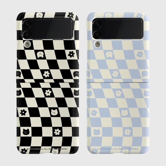gummy wave checkerboard Z플립 하드케이스갤럭시 제트플립 3 4 케이스 zflip case 커플 곰돌이 캐릭터