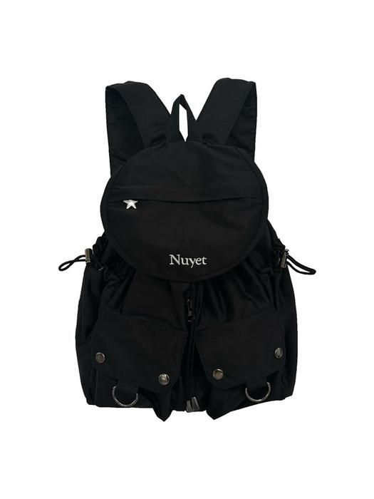 Black round pocket backpack