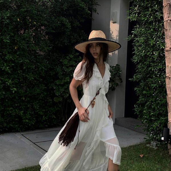 웨스턴 프릴 롱 드레스