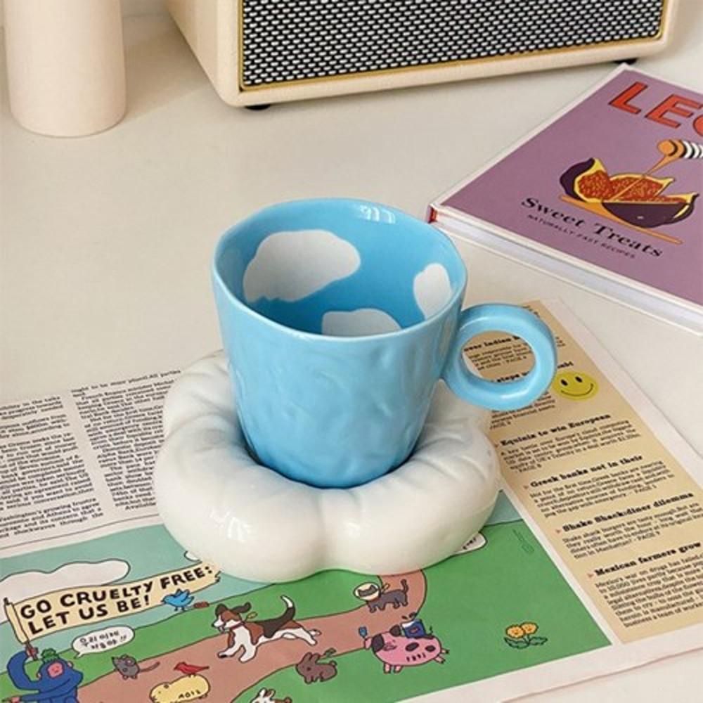 다정이네 뭉게구름 머그잔 컵받침 세트