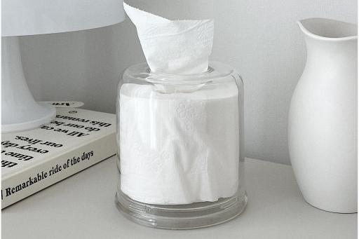 두루마리 휴지 티슈 투명 아크릴 케이스 정리 용품 미드센츄리 오브제