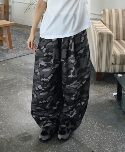 립스탑 카모 투 핀턱 와이드팬츠 (3color)