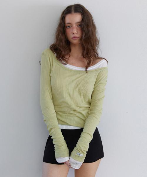 See-through Layer Long Sleeve Olive