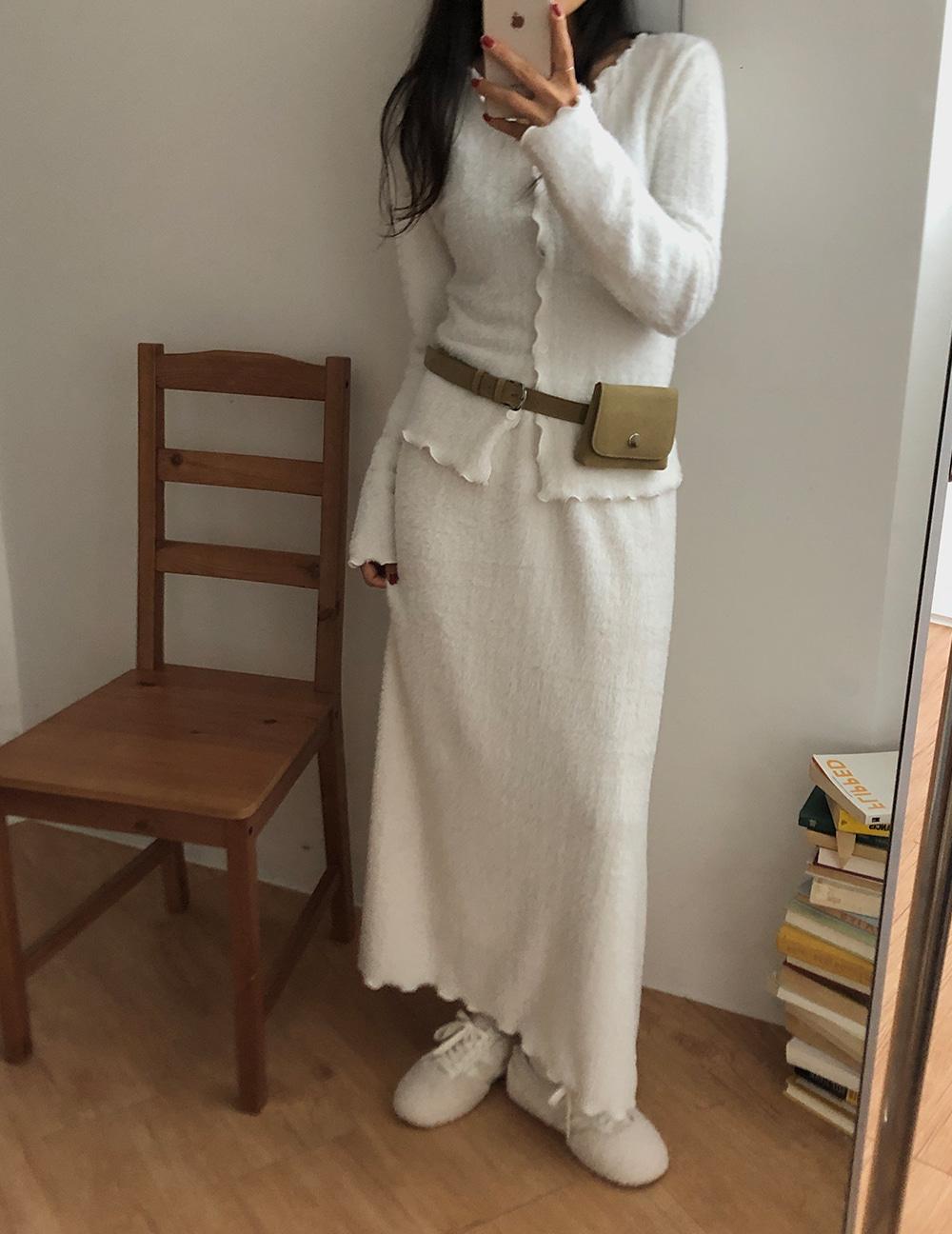 [여리핏✨단품가능] 솜솜 퍼 가디건 스커트세트