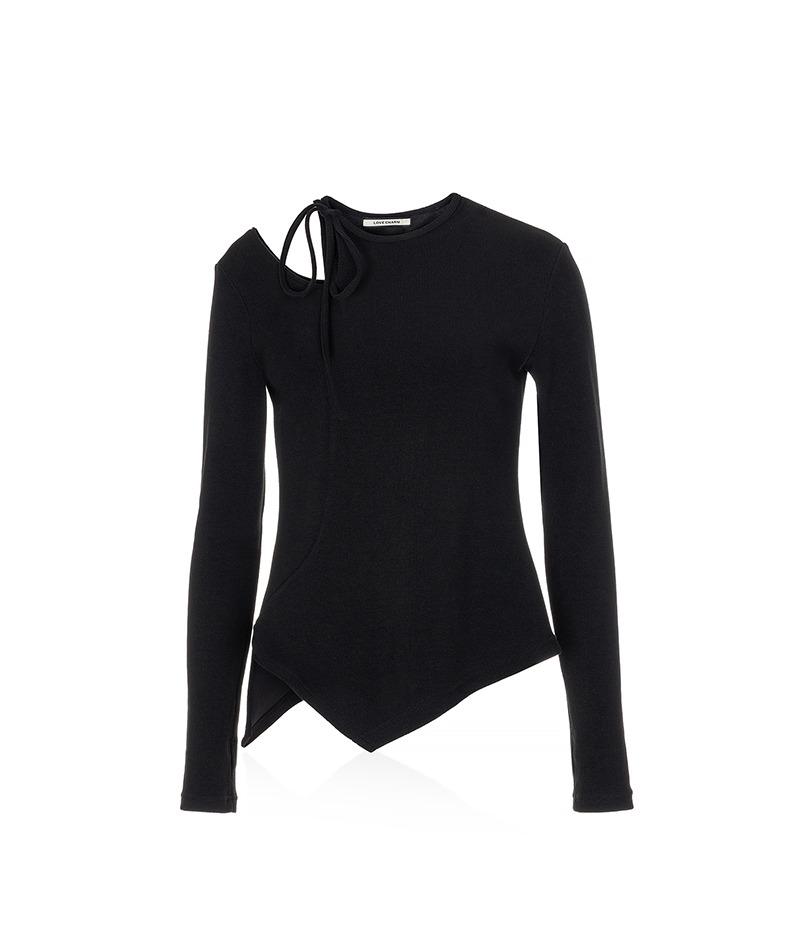 [셀리나 컷아웃 리본 니트 탑_블랙] Celina Cut-out Ribbon Knit Top_Black