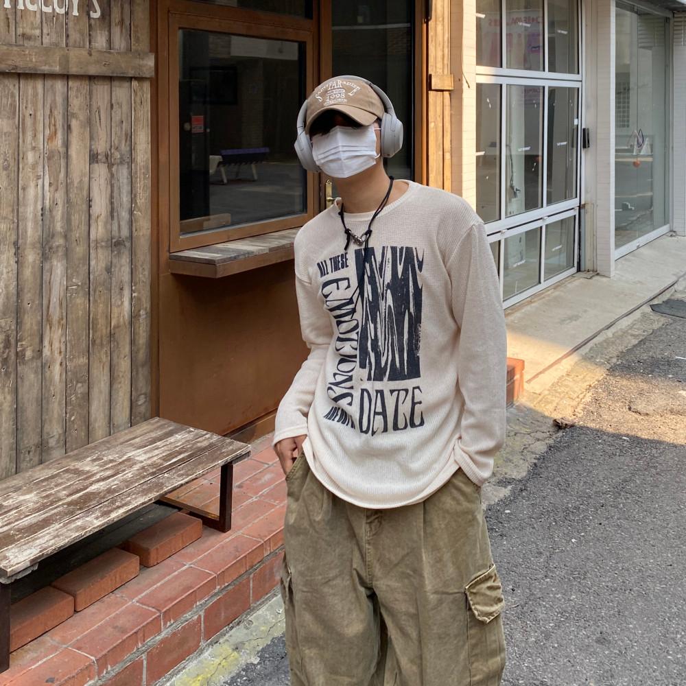 Unisex 데이즈 긴팔 니트 T (3C / 블랙 아이보리 그린)