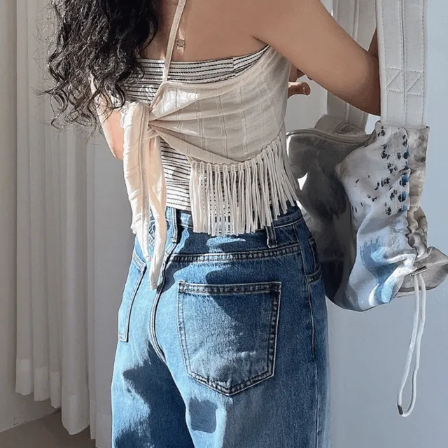 백 포인트 프린지 탑 나시 ( 2color )