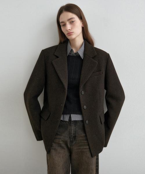 클래식 울 블렌드 블레이저 자켓 브라운 MDJK046BROWN