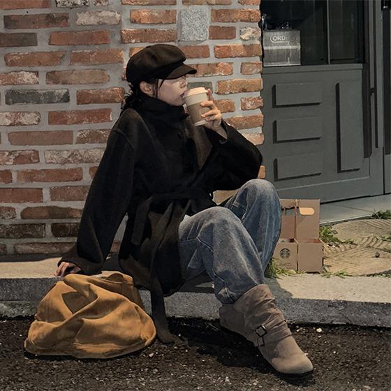 고고싱 [울100%🔥핸드메이드/하프코트] 시크하이 울코트 (핸드메이드코트,겨울코트,하이넥코트,겨울아우터,싱글코트,겨울하객룩,겨울출근룩,연말룩,헤어리울코트)